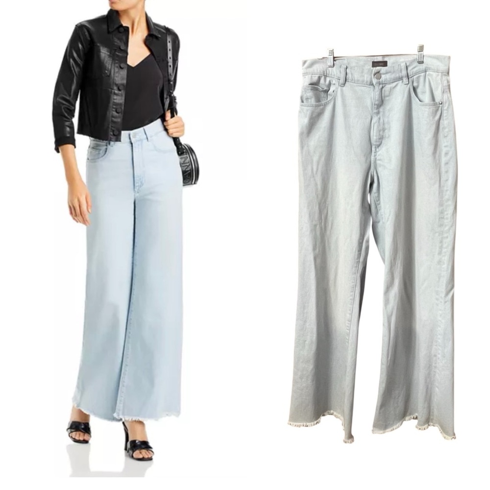 DL1961 Light Blue Hepburn Wide Leg High Rise Vintage 33” Flare Jeans Poolside